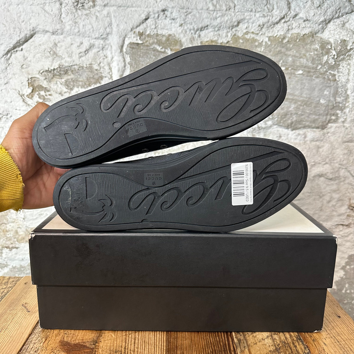 Gucci GG Monogram Black Sneaker Sz 9.5