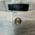 Amiri MX1 Light Blue Leather Light Washed Blue Denim Jeans Sz 28