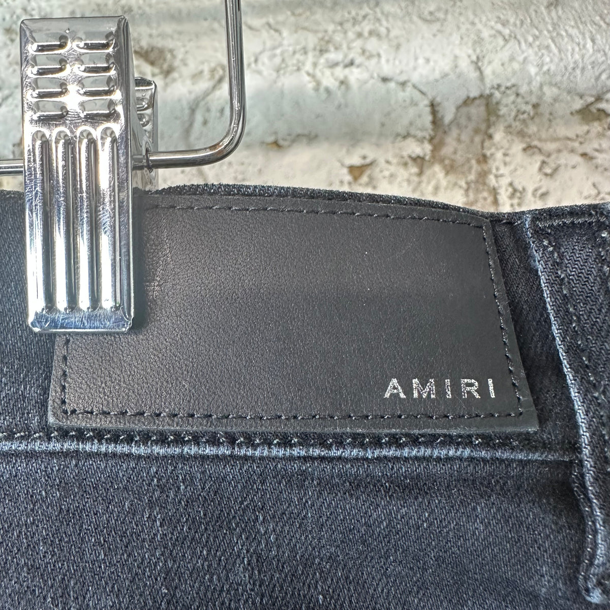 Amiri MX1 Camo Patch Black Denim Jeans Sz 38