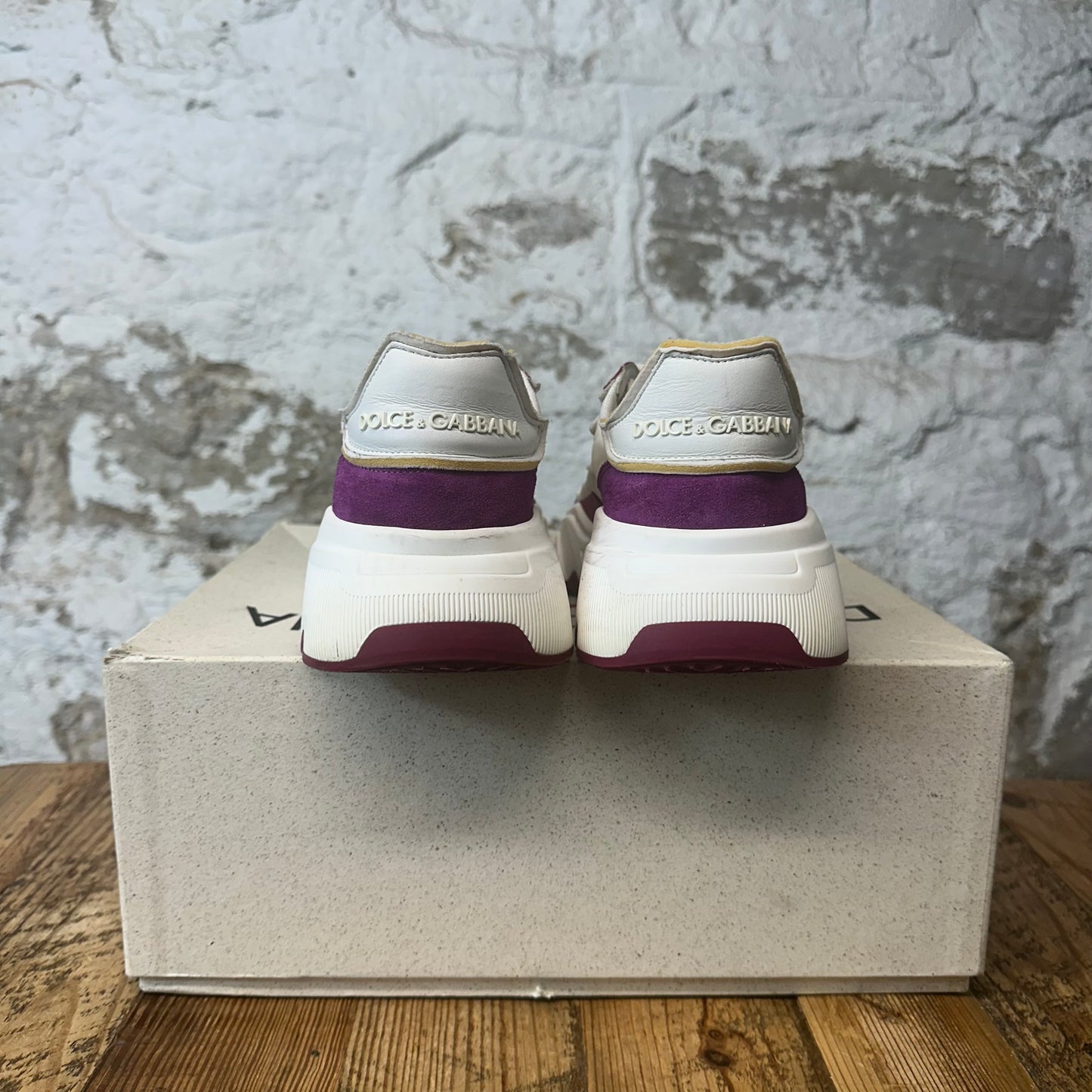 Dolce Gabbana White Purple Nylon Daymaster Sneaker Sz 5.5 (37.5)