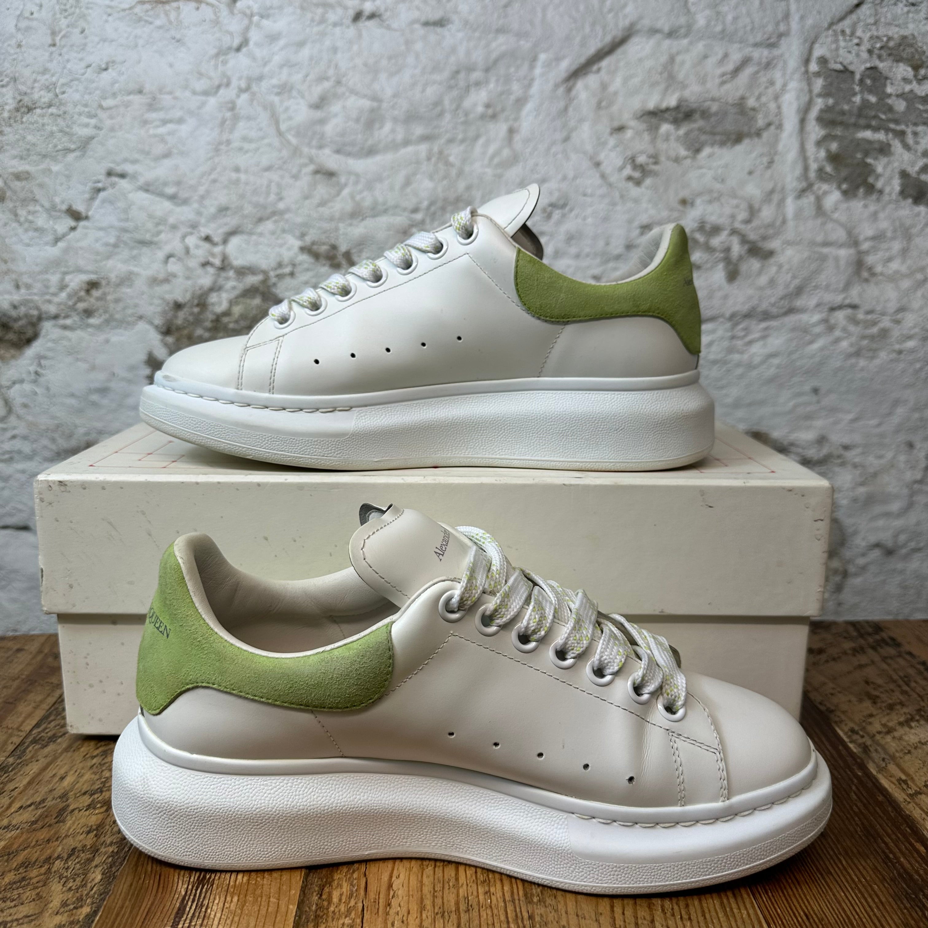 Alexander Mcqueen Green Suede Tab White Sneaker Sz 7.5 (40.5