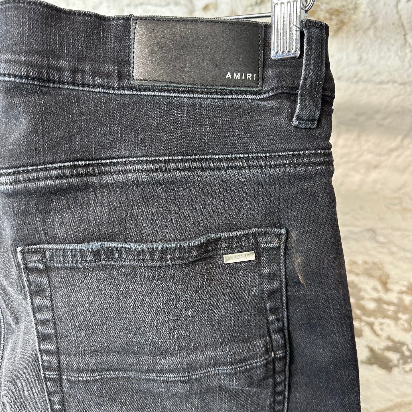 Amiri MX1 Blue Suede Black Denim Jeans Sz 33
