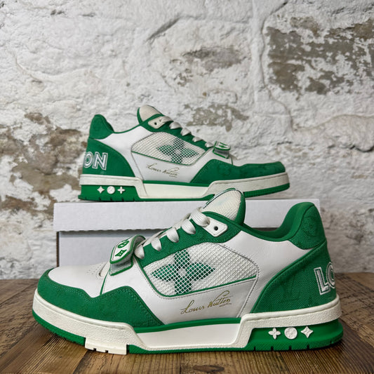 Louis Vuitton Green White Strap Trainer Sneaker Sz 11.5 (10LV) No Box