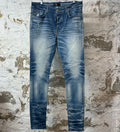 Amiri Plain Blue Honeycomb Denim Jeans Sz 36