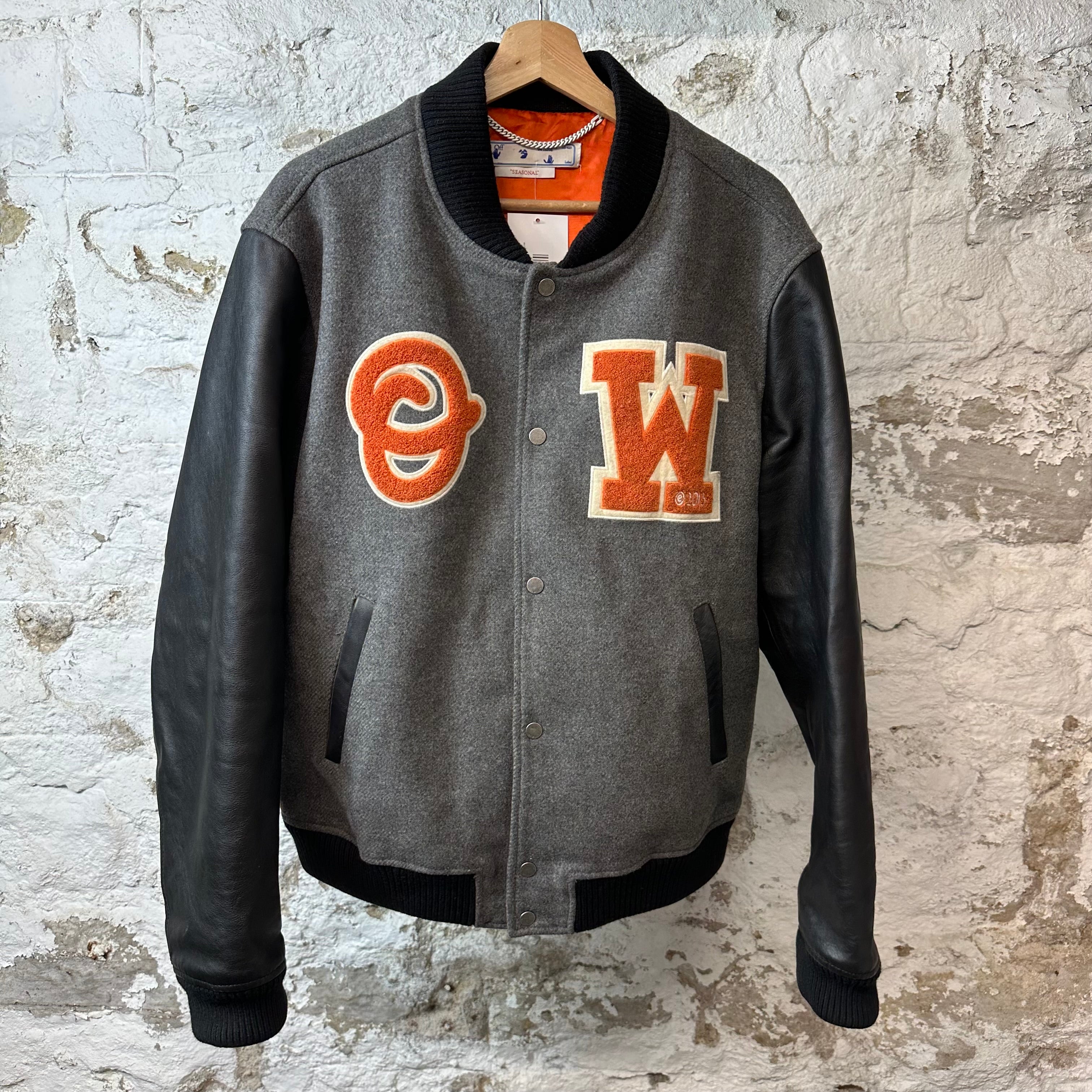 Off-White Logo Lettering Leather Bomber Jacket Sz XL – The Gallery Online