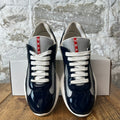 Prada Americas Cup Navy Patent Grey White Sneaker Sz 5