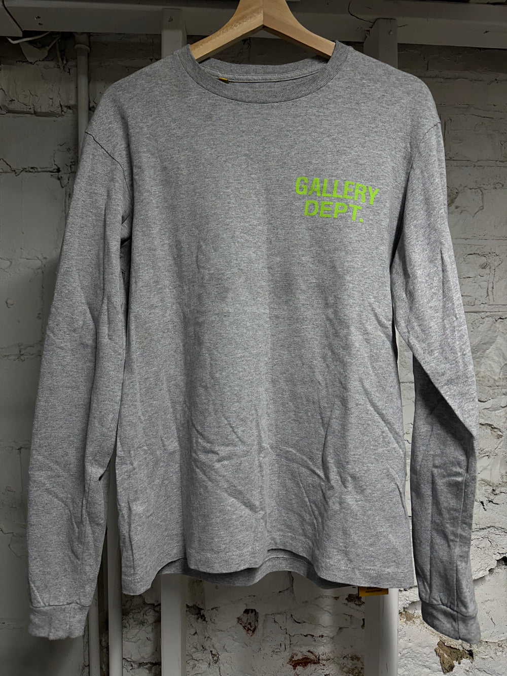 Gallery Dept Green Logo Grey L/S T-Shirt Sz S