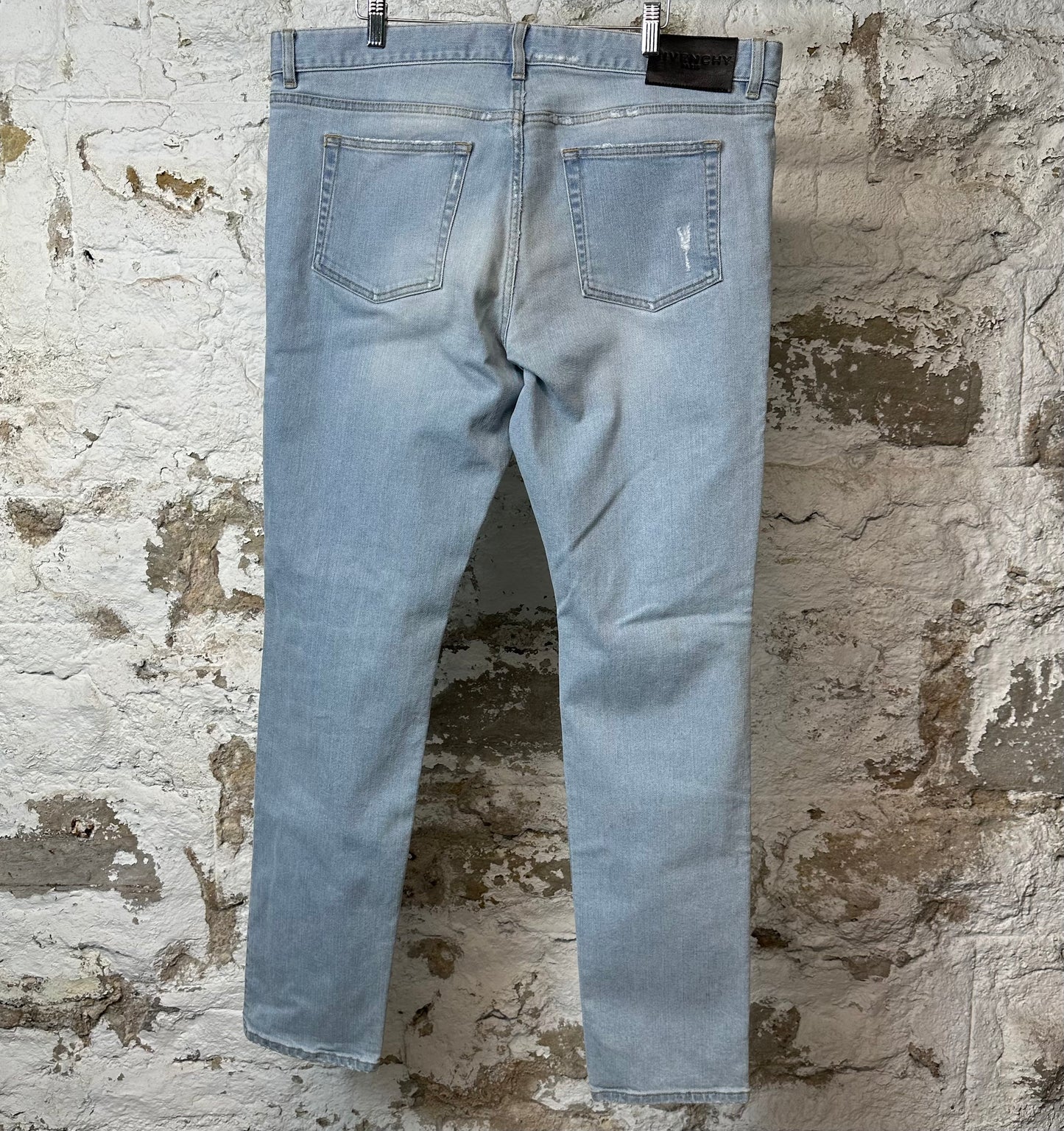 Givenchy Knee Rip Plain Light Blue Denim Jeans Sz 38