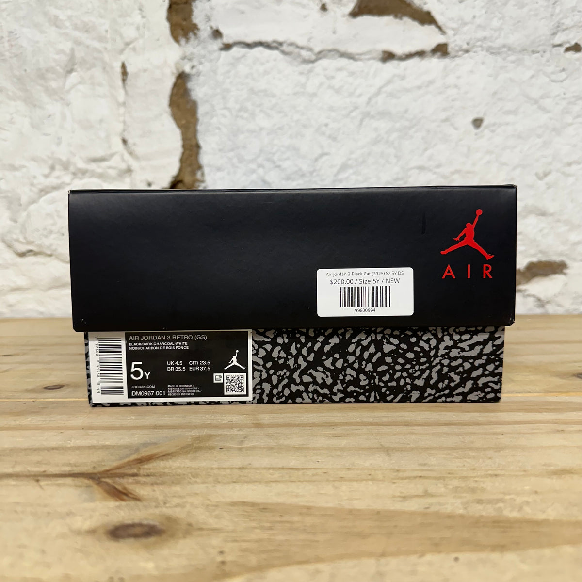 Air Jordan 3 Black Cat (2025) Sz 5Y DS