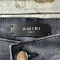 Amiri MX1 Black Leather Grey Denim Jeans Sz 31