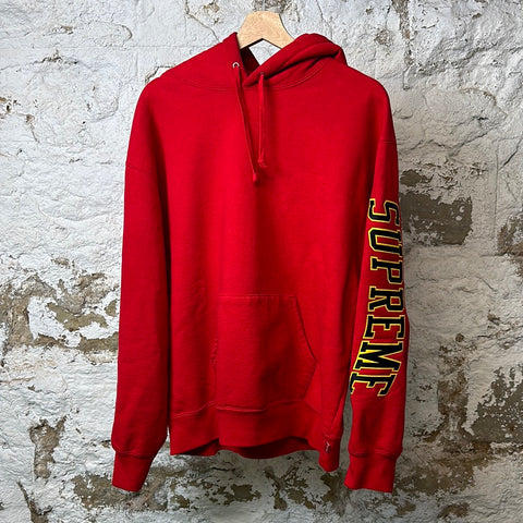 Supreme Red Sleeve Spellout Hoodie Sz M