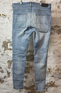 Amiri MX1 Cream Suede Blue Denim Jeans Sz 36