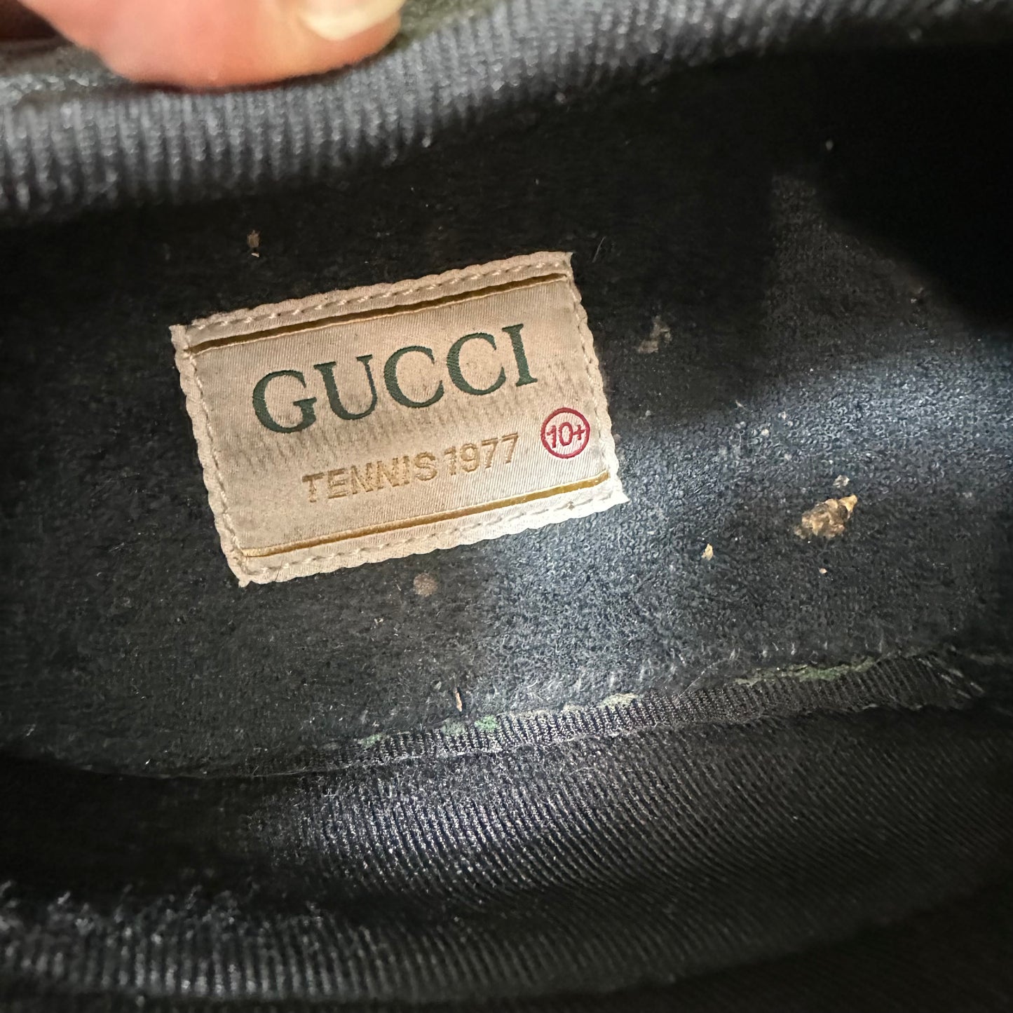 Gucci Tennis 1977 Black GG Monogram Sneaker Sz 10.5