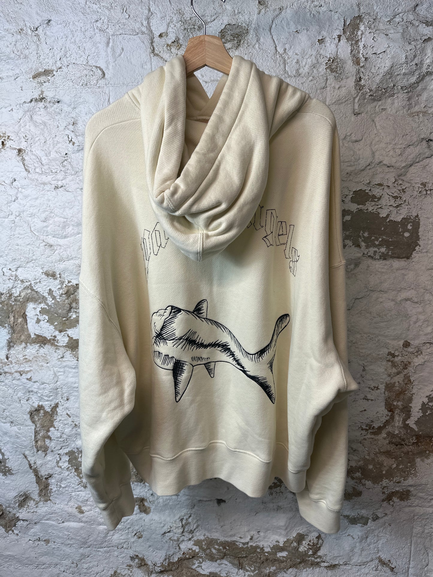 Palm Angels Shark Hoodie Cream Sz XL