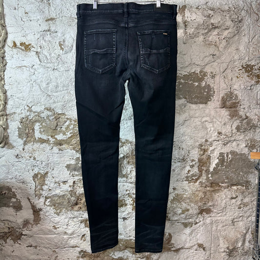 Amiri MX1 Camo Patch Black Denim Jeans Sz 36