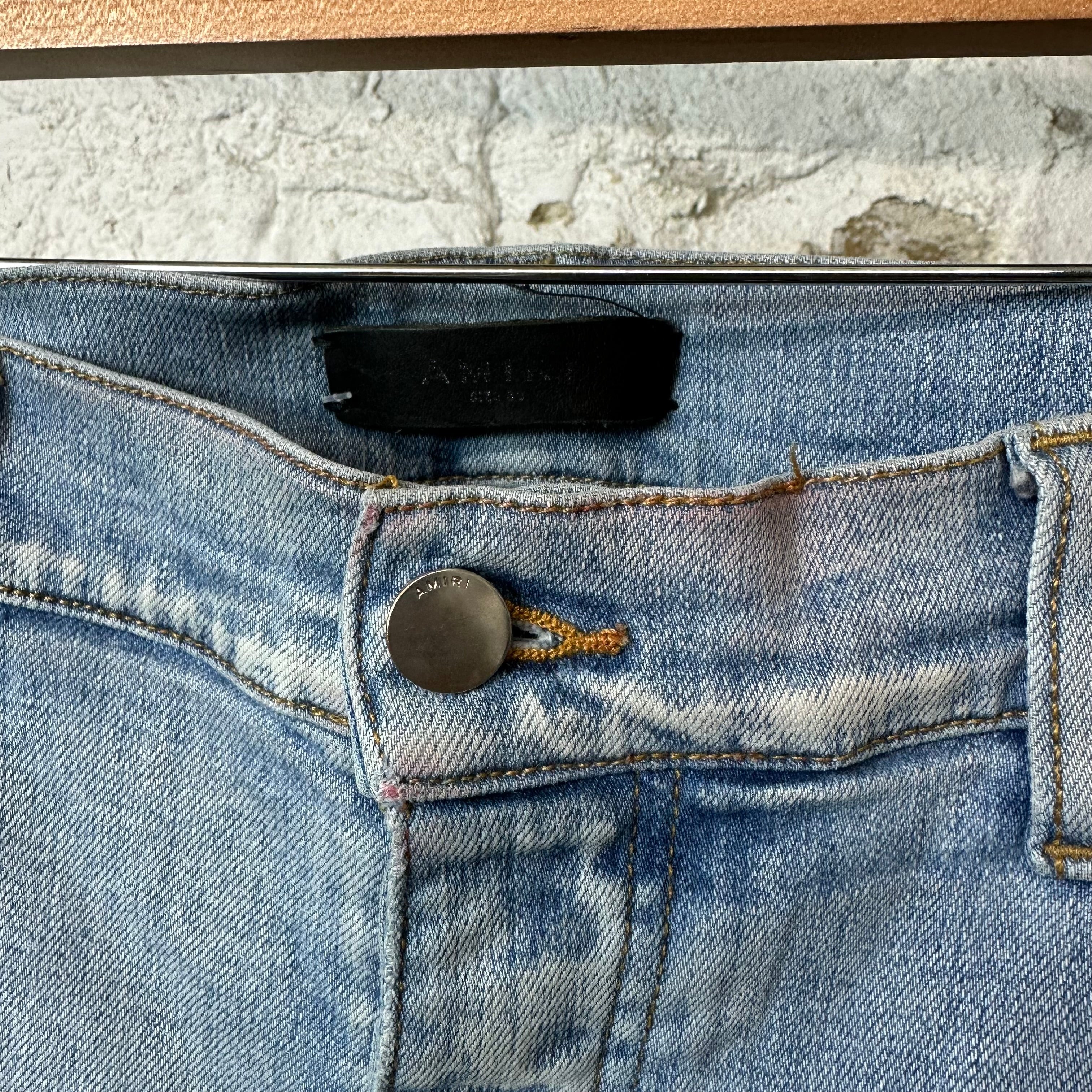 Amiri Zig Zag Logos Blue Denim Jeans Sz 36 – The Gallery Online