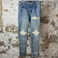 Amiri MX1 Cream Suede Blue Denim Jeans Sz 34