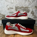 Prada Americas Cup Red Patent Grey White Sneaker Sz 7.5