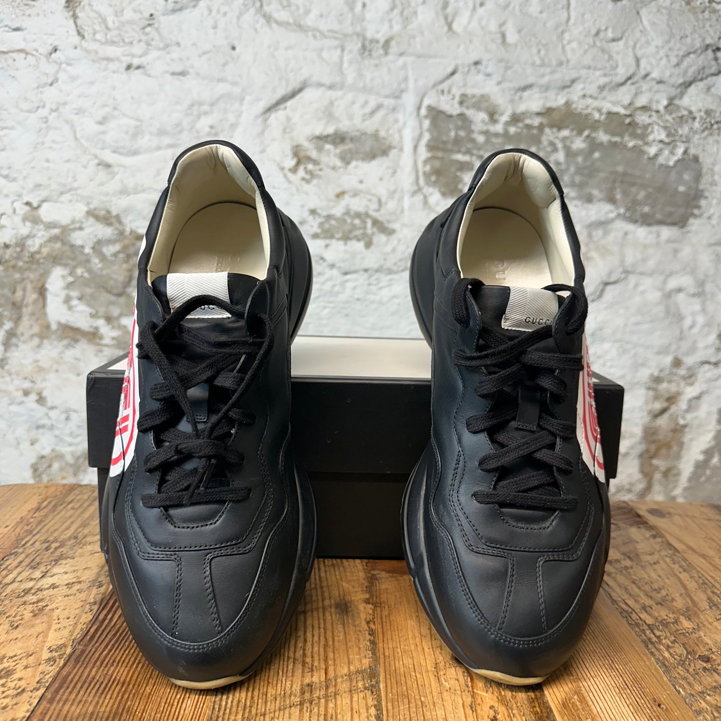 Gucci Rhyton White Red Logo Black Sneaker Sz 11