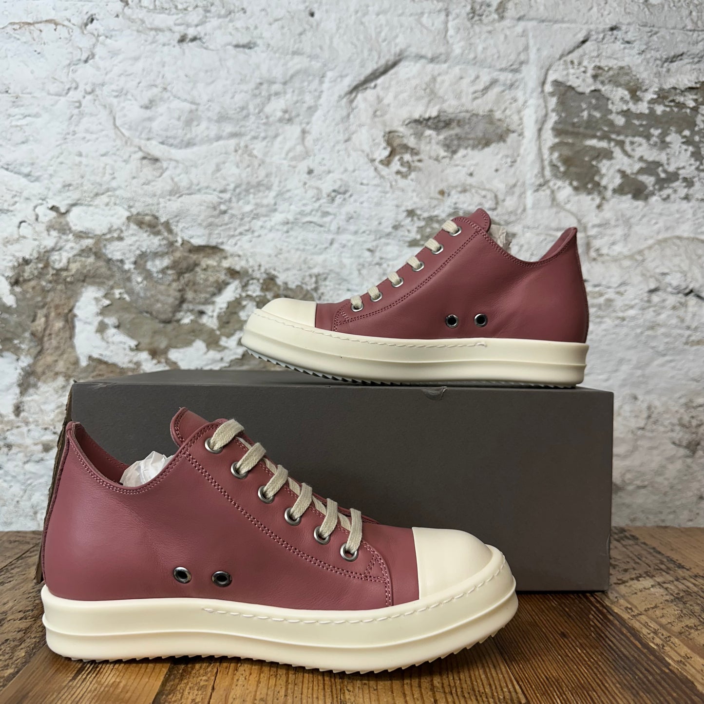 Rick Owens Leather Thulian Milk Sneaker DS