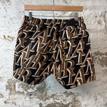 Amiri Brown Spellout Black Shorts Sz S
