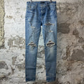 Amiri MX1 Grey Orange Plaid Blue Denim Jeans Sz 34