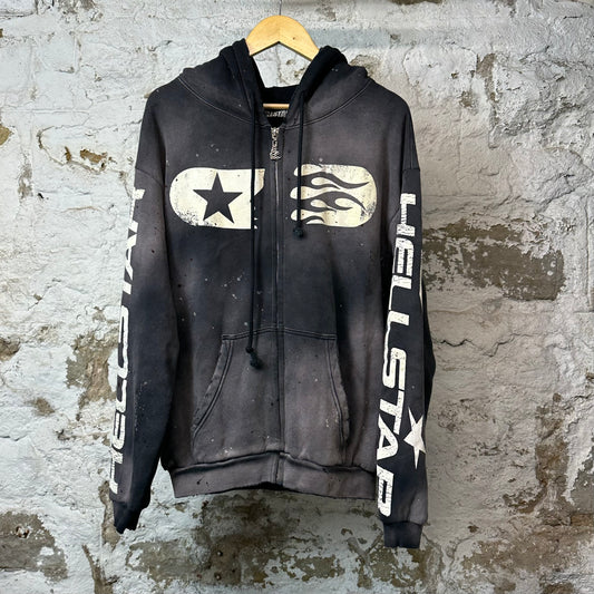 Hellstar Studios Paint Zip Up Hoodie Grey Sz M