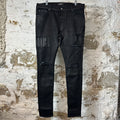 Amiri Black Core Logo Waxed Black Denim Jeans Sz 36
