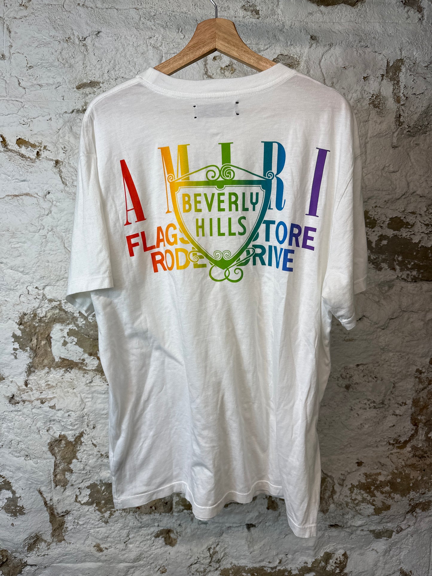 Amiri Rainbow Flagship White T-shirt Sz L