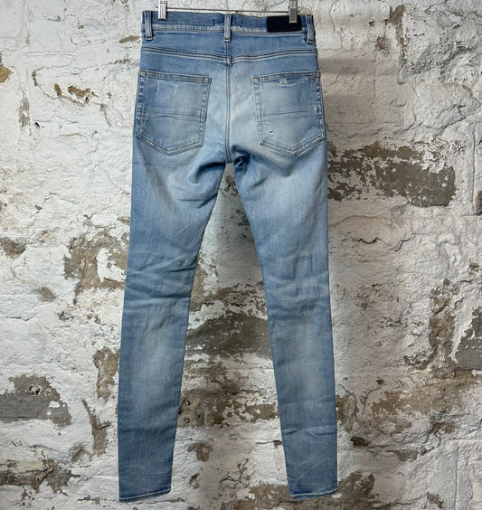 Amiri MX1 Cracked Orange Blue Denim Jeans Sz 28