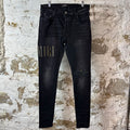 Amiri MX1 Camo Spell Black Denim Jeans Sz 34