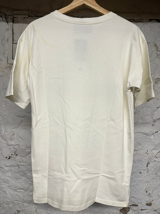 Gucci Original Logo T-shirt Cream Sz L (Stained)