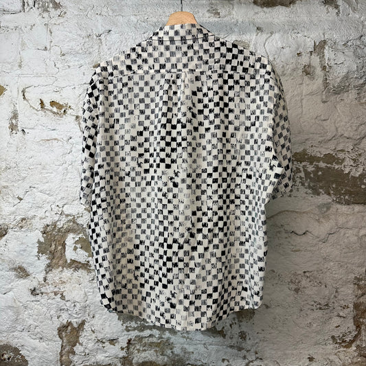 Saint Laurent Black White Checkered Button Up Shirt Sz M