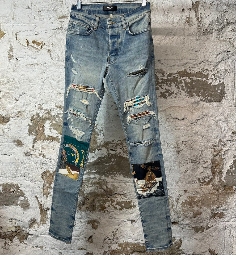 Amiri MX1 Olympic Patch Blue Denim Jeans Sz 28