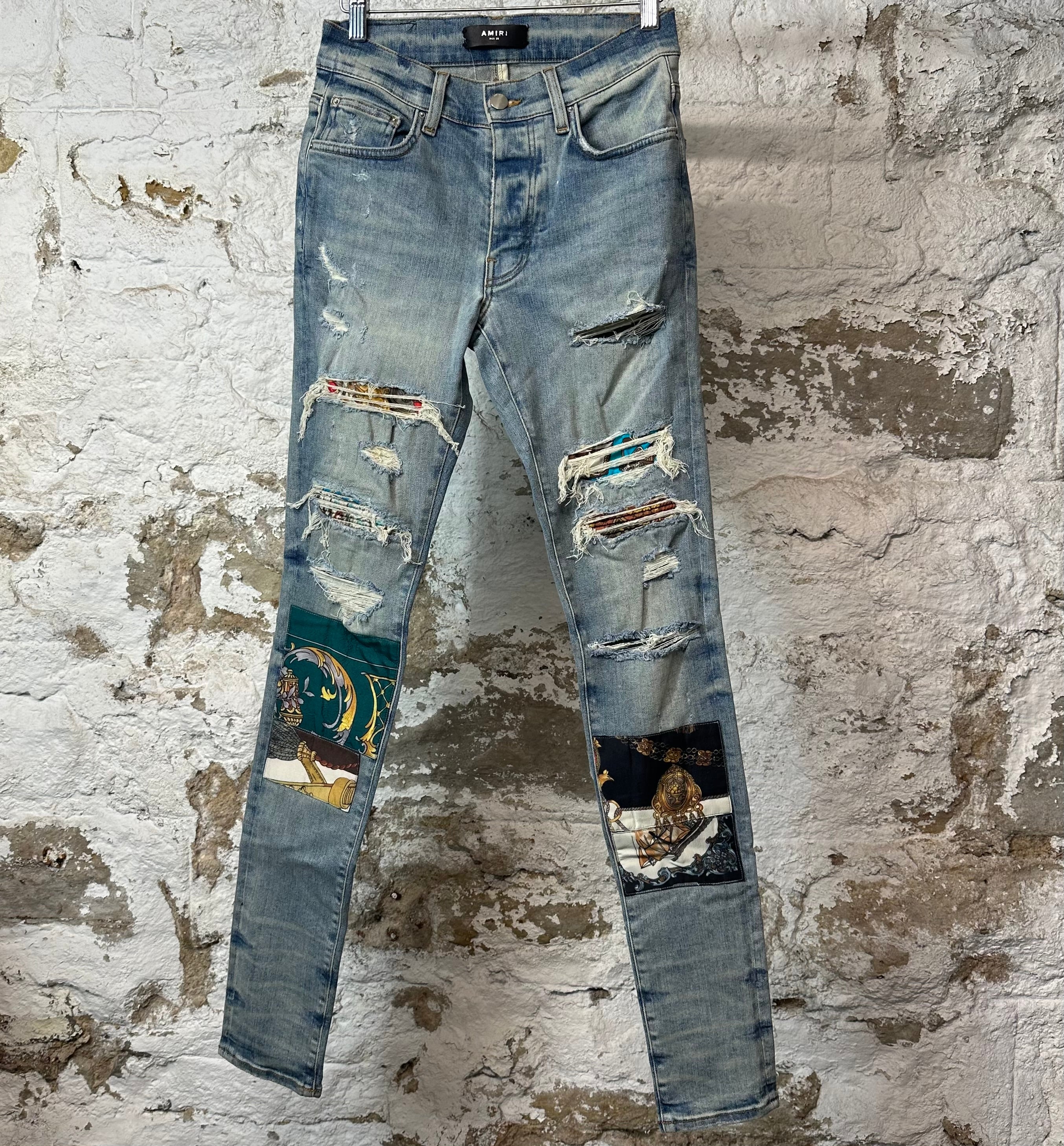 Amiri MX1 Olympic Patch Blue Denim Jeans Sz 28