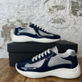 Prada Americas Cup Royal Argento Patent Sneaker Sz 8 DS