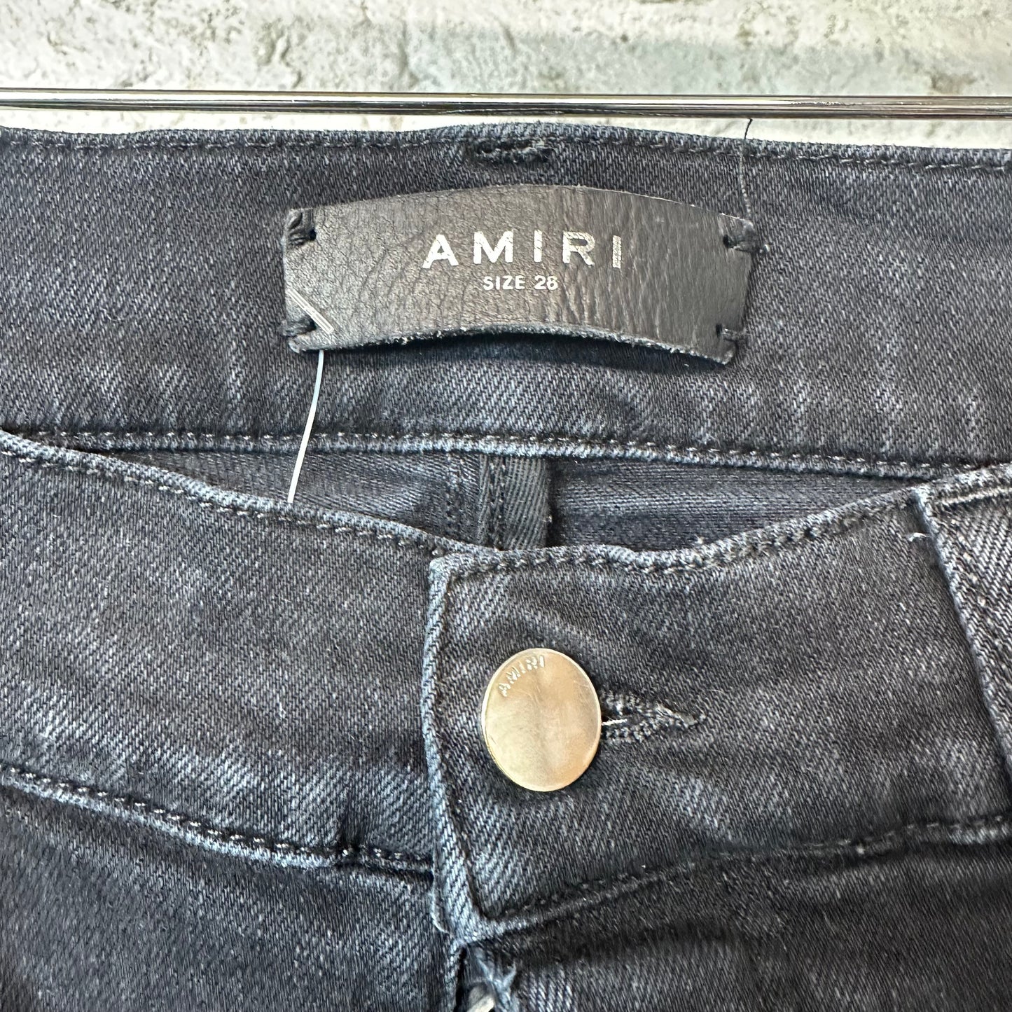 Amiri MX1 Pink Cracked Black Denim Jeans Sz 28