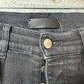 Amiri MX1 Black Leather Black Waxed Denim Jeans Sz 30
