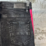 Amiri Pink Stripe Black Denim Jeans Sz 31