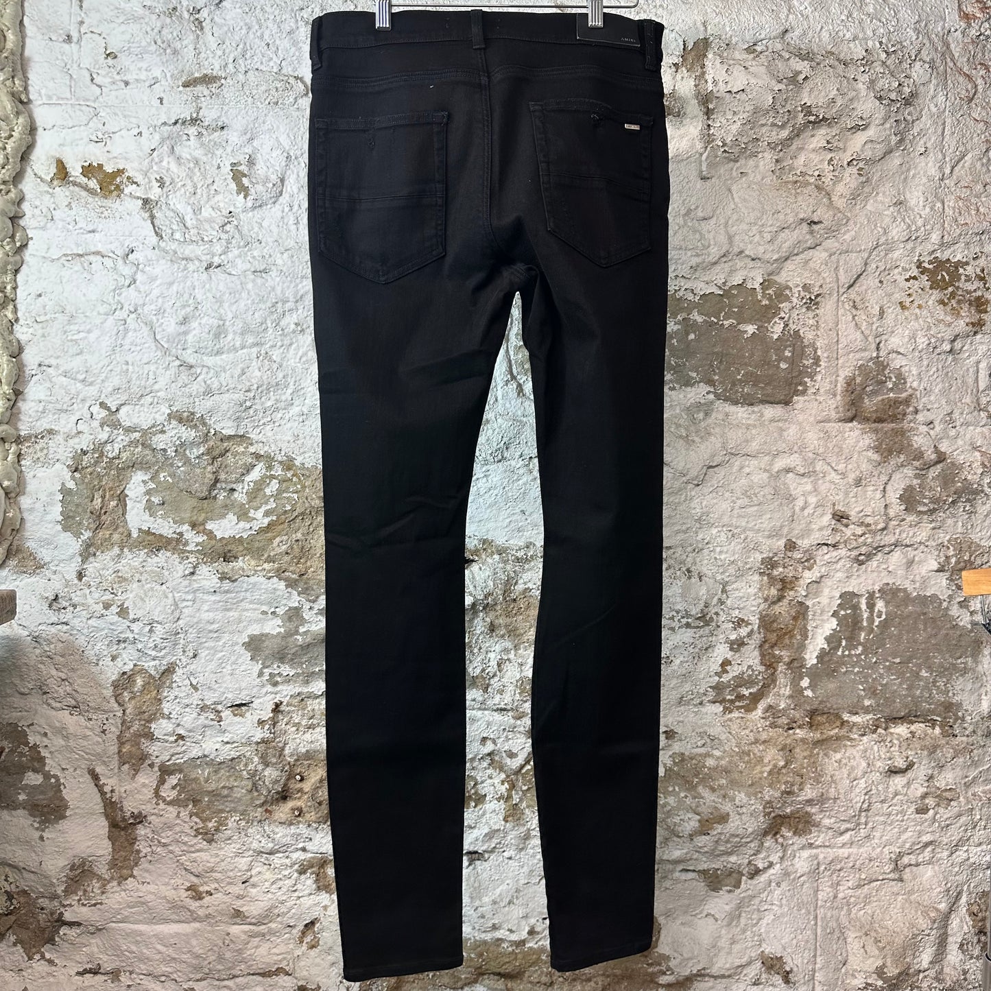 Amiri Plain Black Distressed Denim Jeans Sz 34