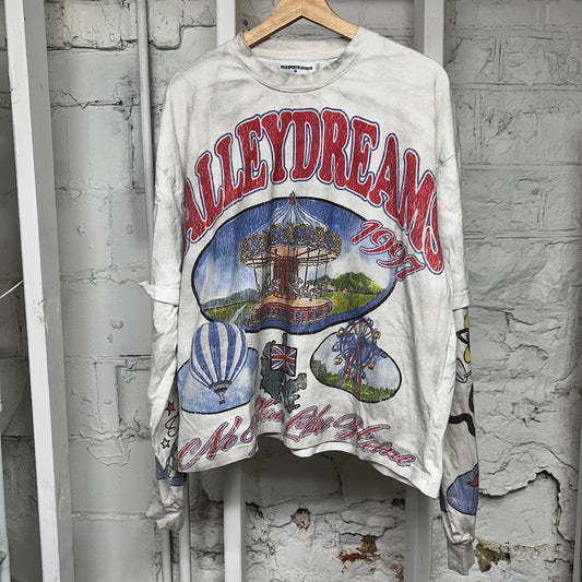 Vale Dreams Circus White Long Sleeve T-Shirt Sz L