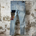Amiri Heart Patch Blue Denim Jeans Sz 34