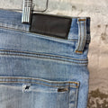 Amiri MX1 Cream Suede Blue Denim Jeans Sz 36