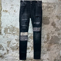 Amiri MX1 Grey Art Patch Black Denim Jeans Sz 33