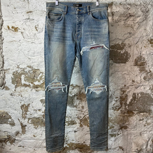 Amiri MX1 Crane Patch Blue Denim Jeans Sz 33