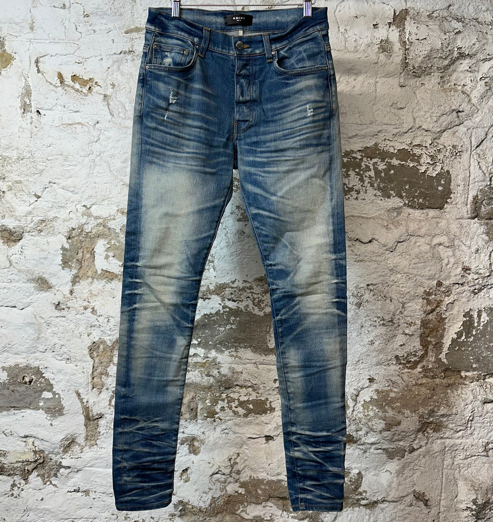 Amiri Plain Blue Honeycomb Denim Jeans Sz 31