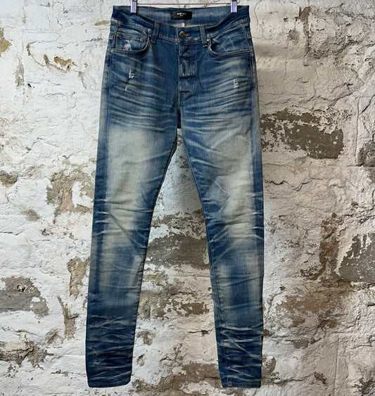 Amiri Plain Blue Honeycomb Denim Jeans Sz 31