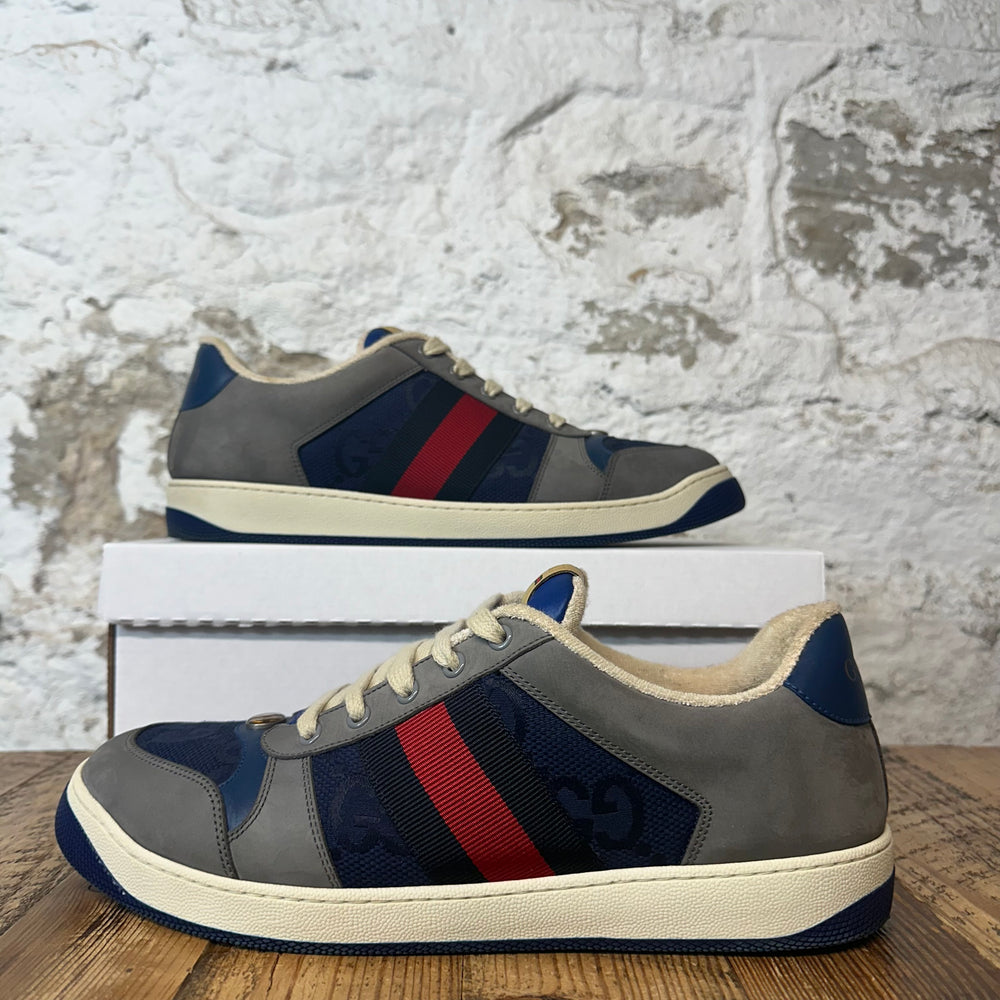 Gucci Screener Navy Grey White Sneaker Sz 11.5
