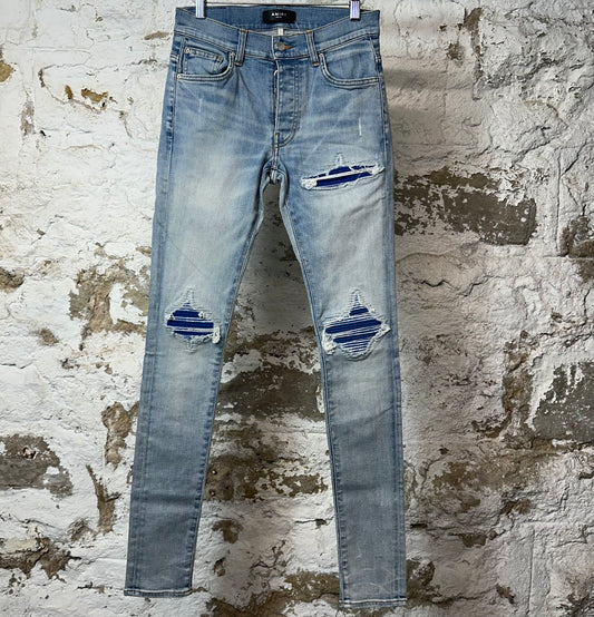 Amiri MX1 Blue Suede Blue Denim Jeans Sz 28