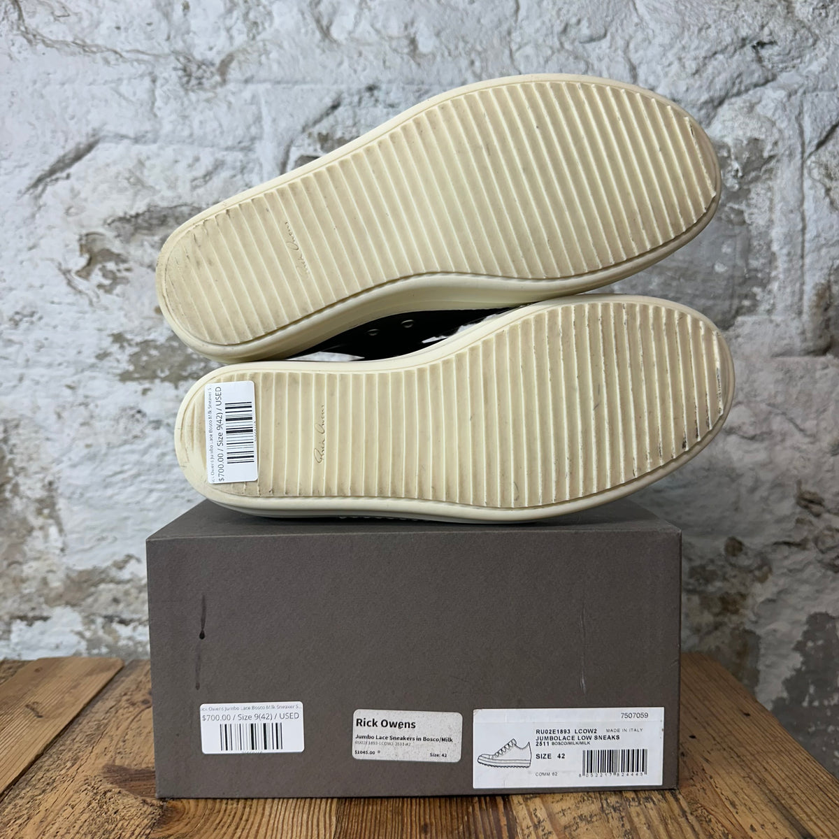 Rick Owens Jumbo Lace Bosco Milk Sneaker Sz 9 (42)